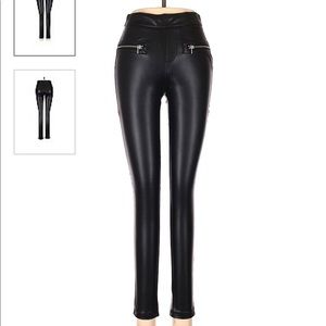 Leather zip detail legging